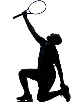 man african afro american playing tennis player on studio isolated on white background