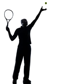 man african afro american playing tennis player on studio isolated on white background