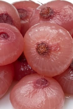 Pickled onion pile. macro shot