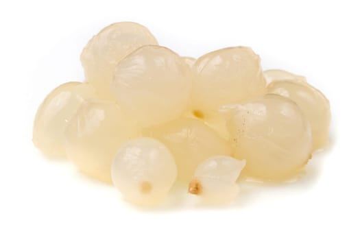 Pickled onion pile isolated over white background