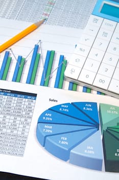 A business strategy using color charts and a calculator