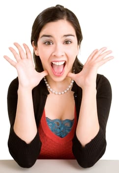 This is the expression of a woman winning something big.