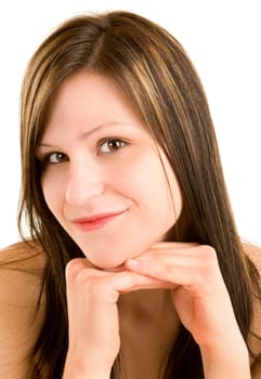 A portrait of a beautiful young brunette.