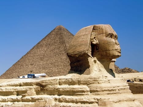 The Great Sphinx was made sculpting a limestone hill situated on the Giza Plateau