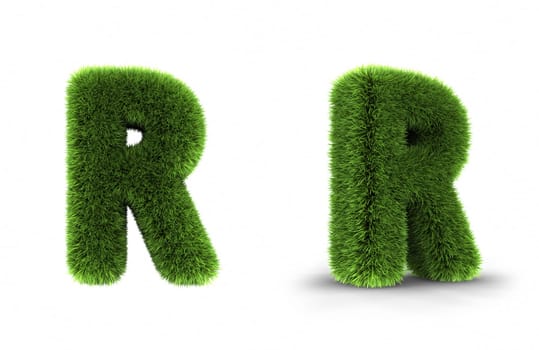 Grass letter r, isolated on white background