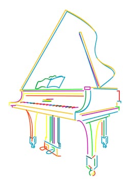 Classical grand piano sketch over white background