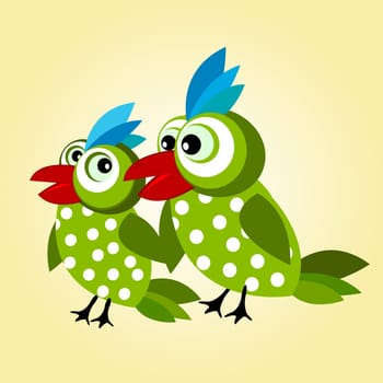 Cartoon background with two love birds