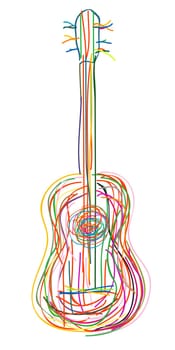 Acoustic guitar over white background