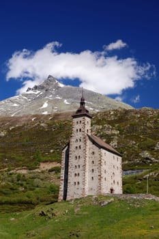 View of Stockalper Hospice at Simplon pass, Switzerland