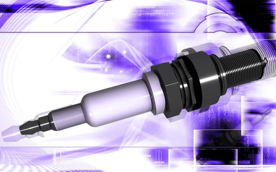Digital illustration of Spark plug in colour background