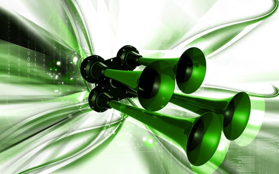 Digital illustration of horn in colour background