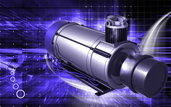 Digital illustration of air compressor in colour background