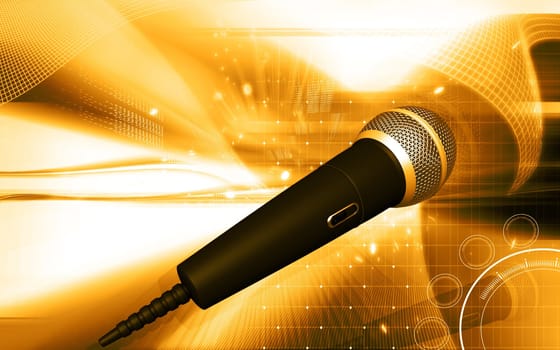 Digital illustration of microphone in colour background