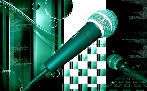 Digital illustration of microphone in colour background