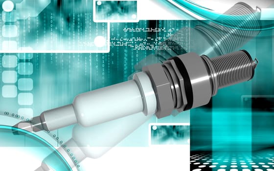 Digital illustration of Spark plug in colour background