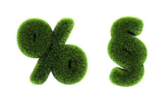 Grass percent and paragraph, isolated on white background