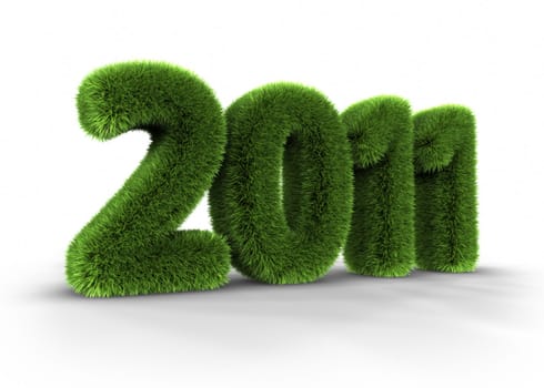 Grass year 2011, large grassy number, 3d render