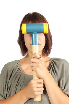 Girl with yellow hammer