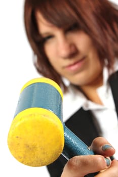 Girl with yellow hammer