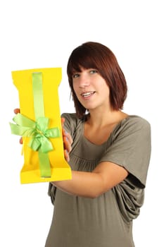 Girl with yellow gift