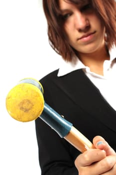 Girl with yellow hammer