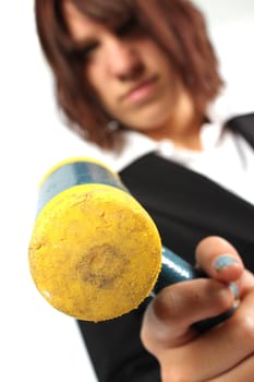 Girl with yellow hammer