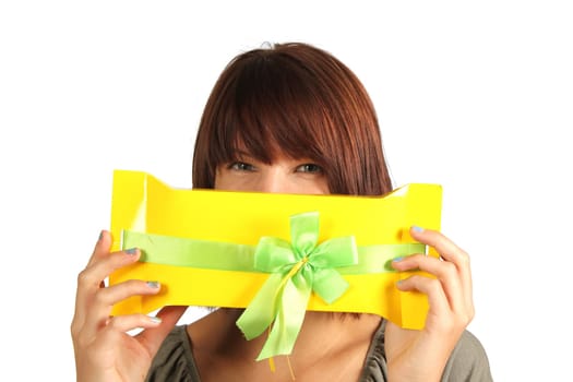 Girl with yellow gift