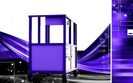 Digital illustration of cabinet in colour background