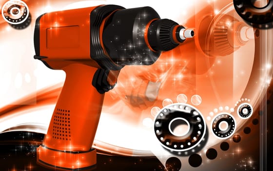 Digital illustration of impact wrench in colour background
