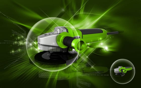 Digital illustration of angle grinder in colour background