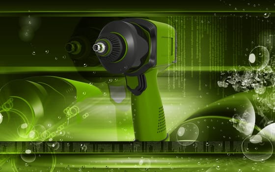 Digital illustration of impact wrench in colour background