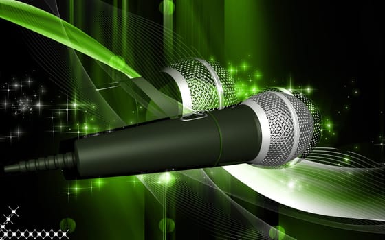 Digital illustration of microphone in colour background