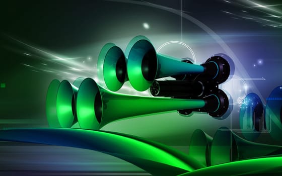 Digital illustration of horn in colour background
