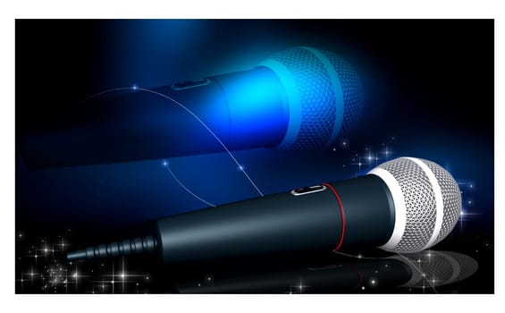 Digital illustration of microphone in colour background