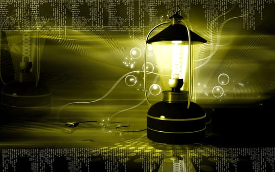 Digital illustration of a Rechargeable floured lantern in colour background
