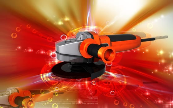 Digital illustration of angle grinder in colour background