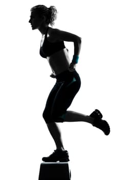 one woman exercising workout fitness aerobic exercise posture on studio isolated white background