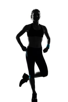 one woman exercising workout fitness aerobic exercise posture on studio isolated white background