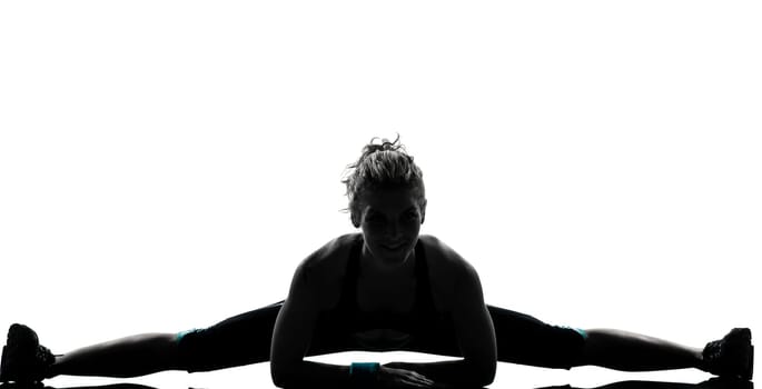 one woman exercising workout fitness aerobic exercise posture on studio isolated white background