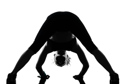 one woman exercising workout fitness aerobic exercise posture on studio isolated white background