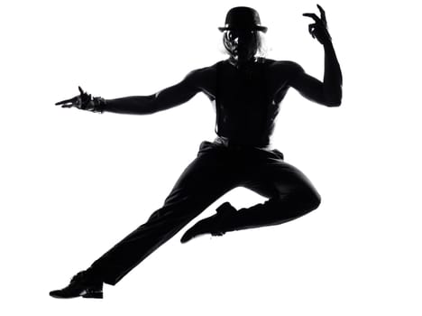one  african man dancer dancing on studio isolated white background
