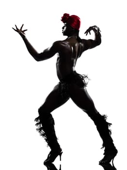 one  african man dancer dancing on studio isolated white background