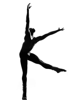 one  african man dancer dancing on studio isolated white background