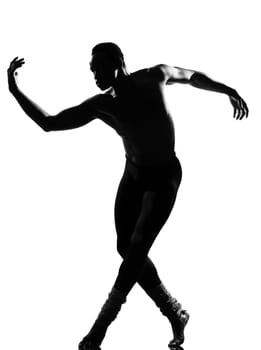 one  african man dancer dancing on studio isolated white background
