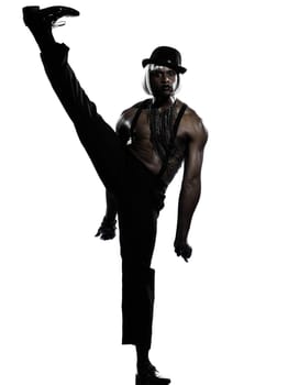 one  african man dancer dancing on studio isolated white background