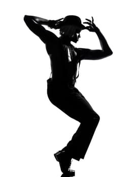one  african man dancer dancing on studio isolated white background