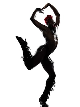 one  african man dancer dancing on studio isolated white background