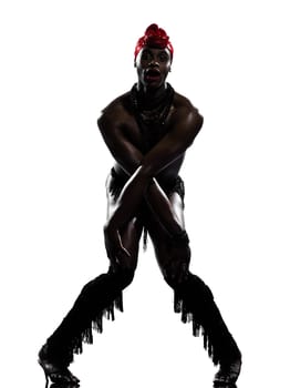 one  african man dancer dancing on studio isolated white background