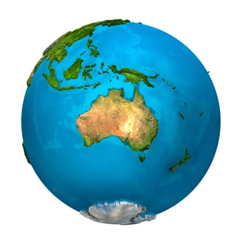 Planet Earth - Australia - colorful globe with detailed and realistic surface, 3d render