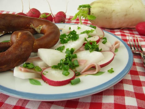 Radish salad with pretzel